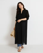 Casual 1 Piece Black Long Shirt