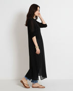 Casual 1 Piece Black Long Shirt