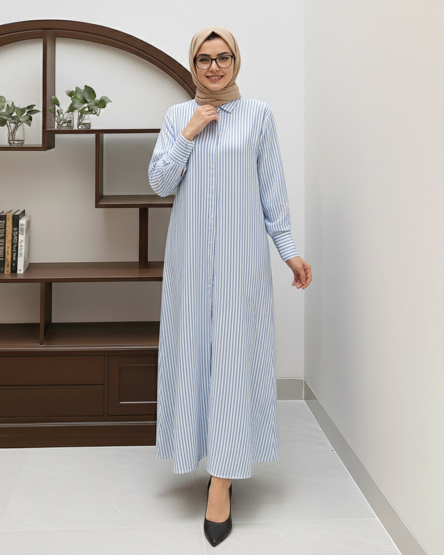 Blue Lining Long Dress