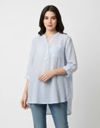 Button Down Shirt Blue Lining with Ban