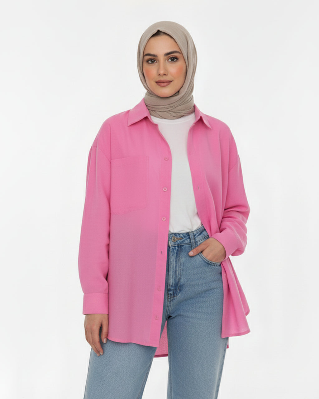 Button Down Shirt Plain Pink