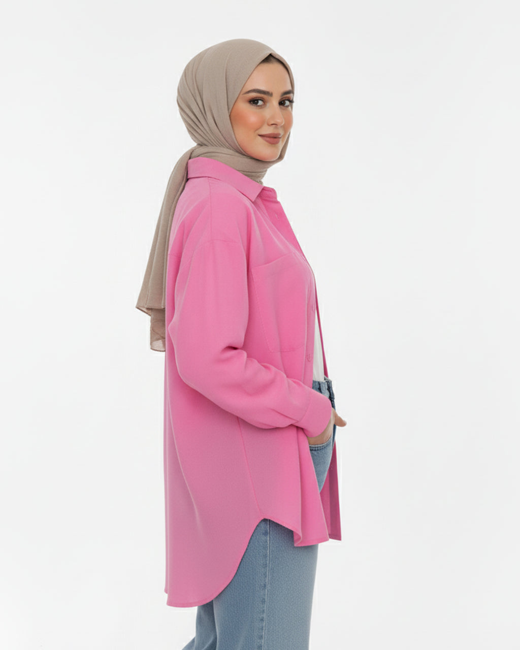 Button Down Shirt Plain Pink