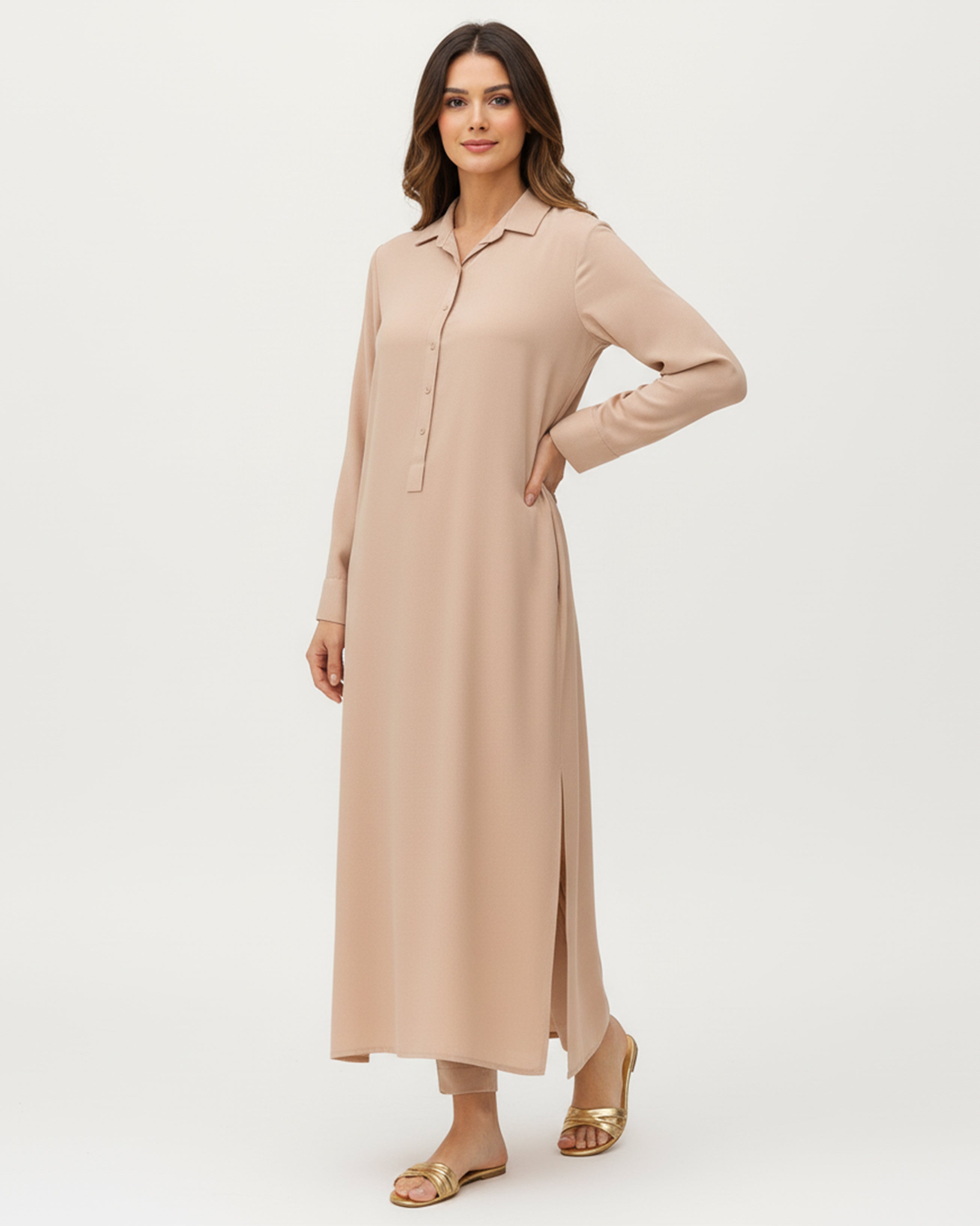 2-Piece Sky Biege Ready to Wear Dress