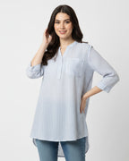 Button Down Shirt Blue Lining with Ban