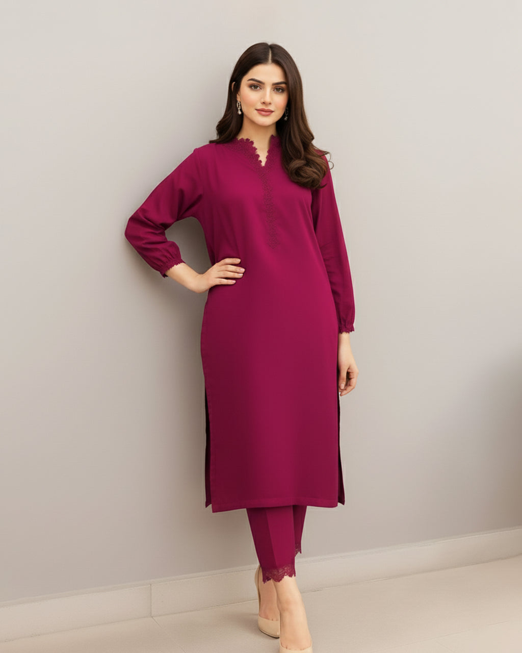 2-Piece Magenta Ready to Wear Dress