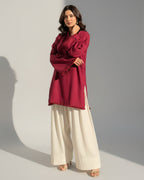 2-Piece Sky Maroon & Off White Ready to Wear Dress