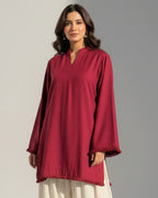 2-Piece Sky Maroon & Off White Ready to Wear Dress