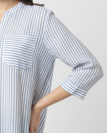 Button Down Shirt Blue Lining with Ban